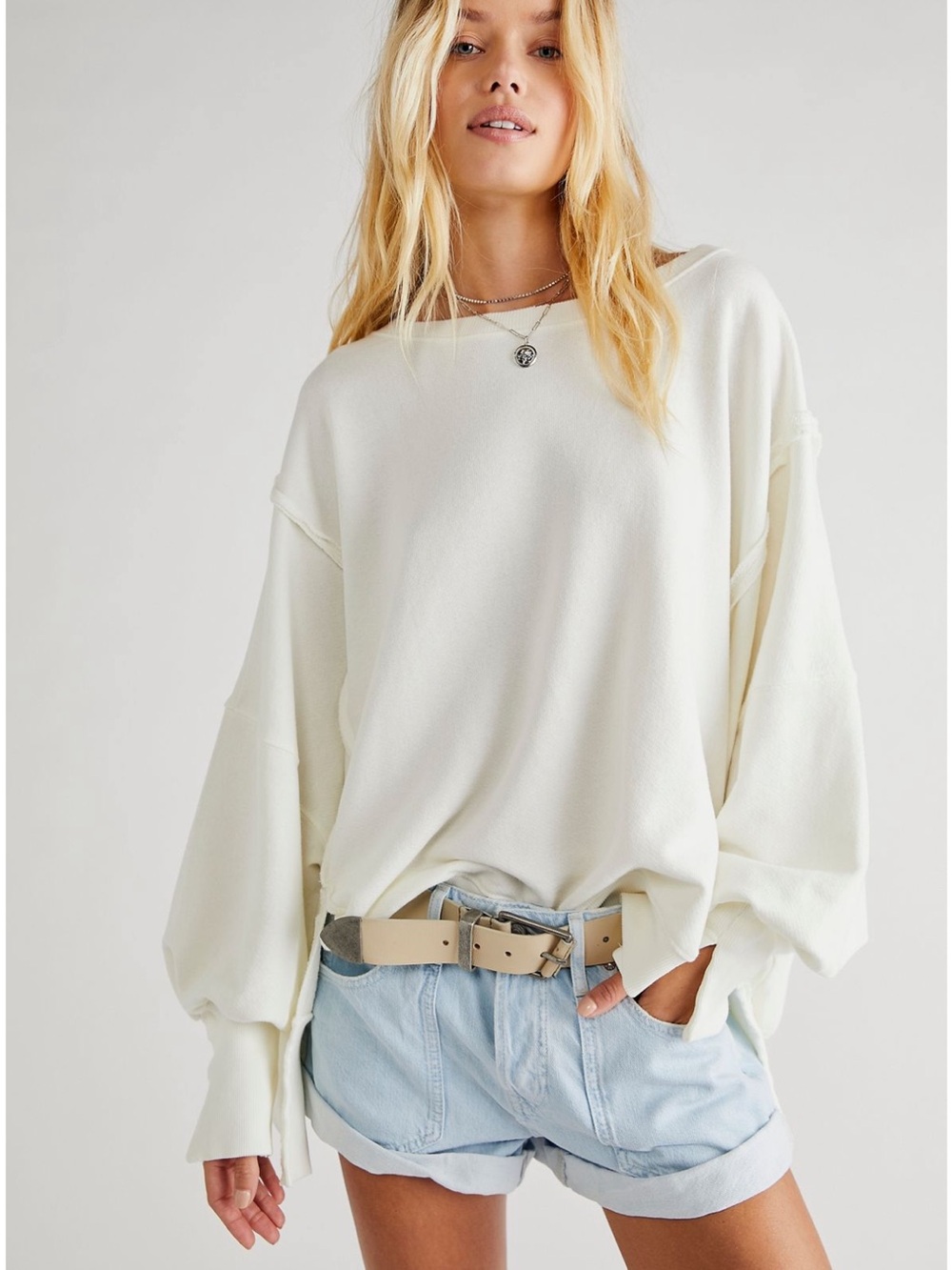Free People Oversized white Sweatshirt